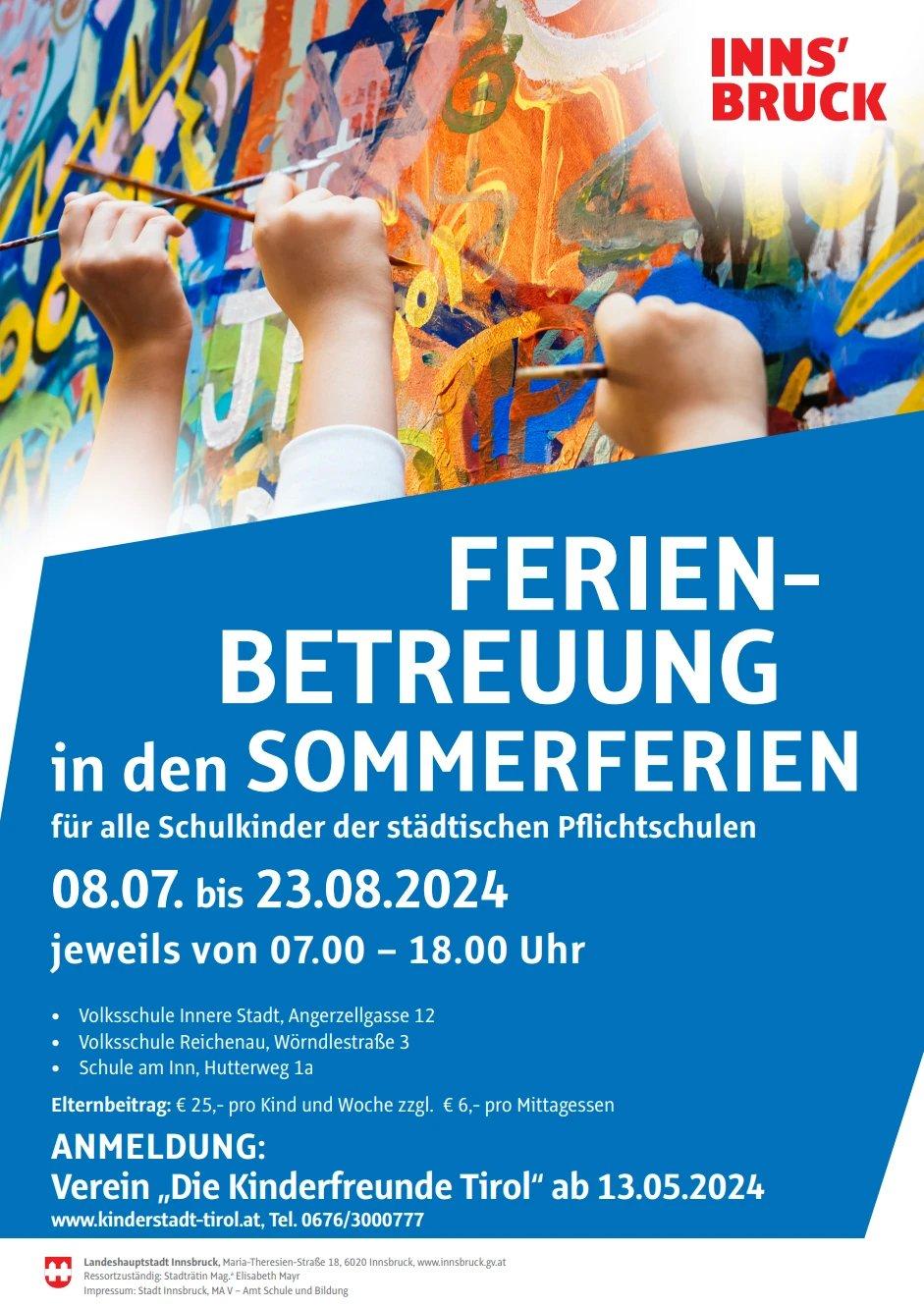 Betreuung Sommerferien 2024 Poster